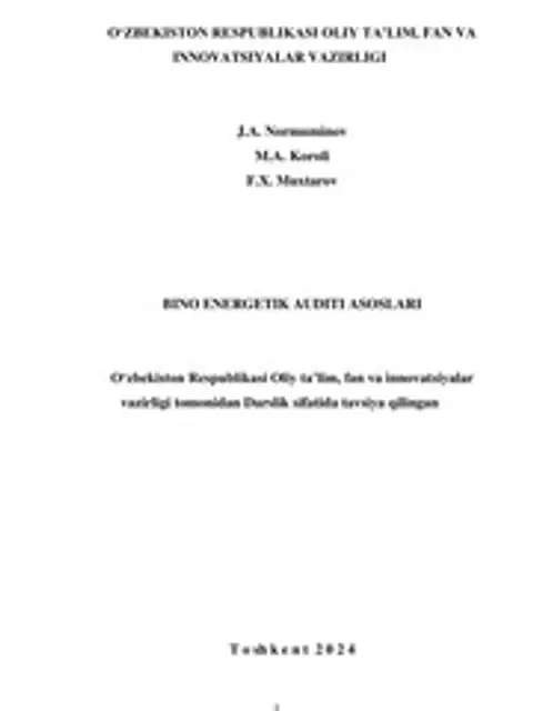 Cover: Bino energetik auditi asoslari